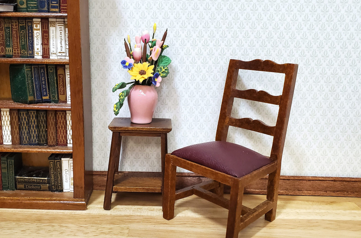 Dollhouse Large Vase of Flowers White Roses Calla Lilies 1:12 Scale Miniature