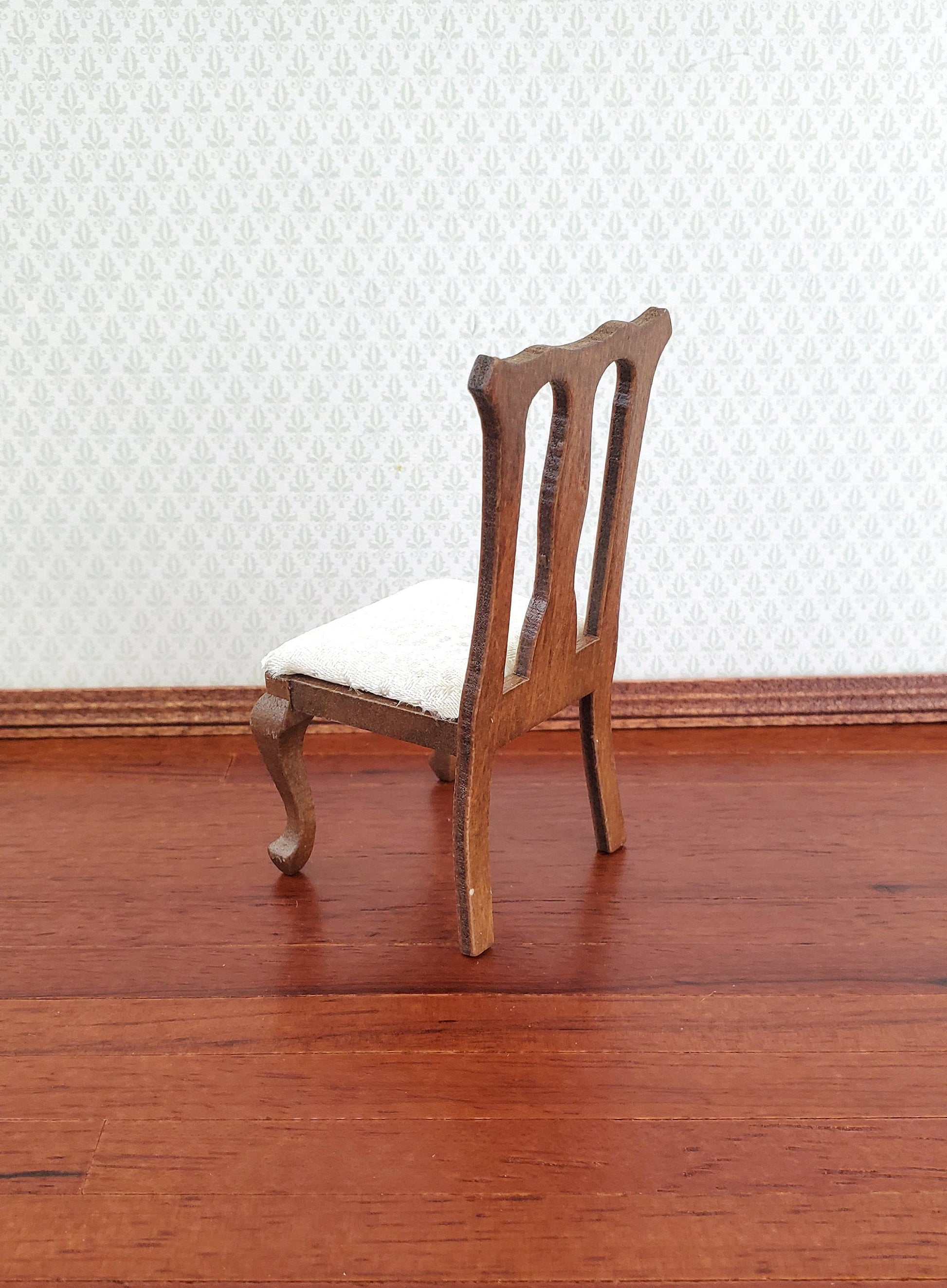 Dollhouse Chair for Kitchen or Dining Room White Seat 1:12 Miniature Furniture