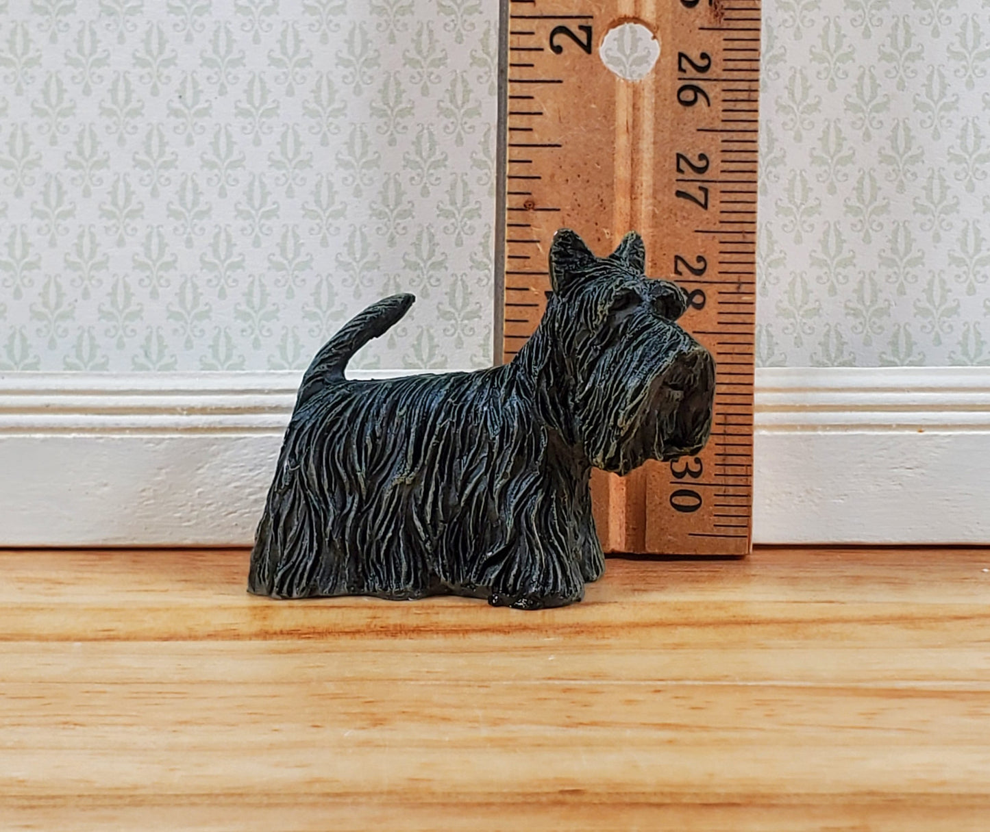 Dollhouse Puppy Dog Scottie Scottish Terrier Black 1:12 Scale Miniature Pet