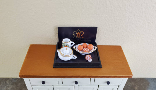 Dollhouse Orange Juice Juicing Set Reutter Porcelain Dishes 1:12 Scale Miniature
