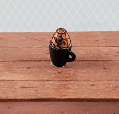 Dollhouse Halloween Cupcake Mug Dessert with Spider 1:12 Scale Miniature Food