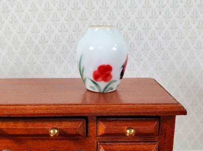 Dollhouse Rooster Design White Ceramic Vase 1:12 Scale Miniature