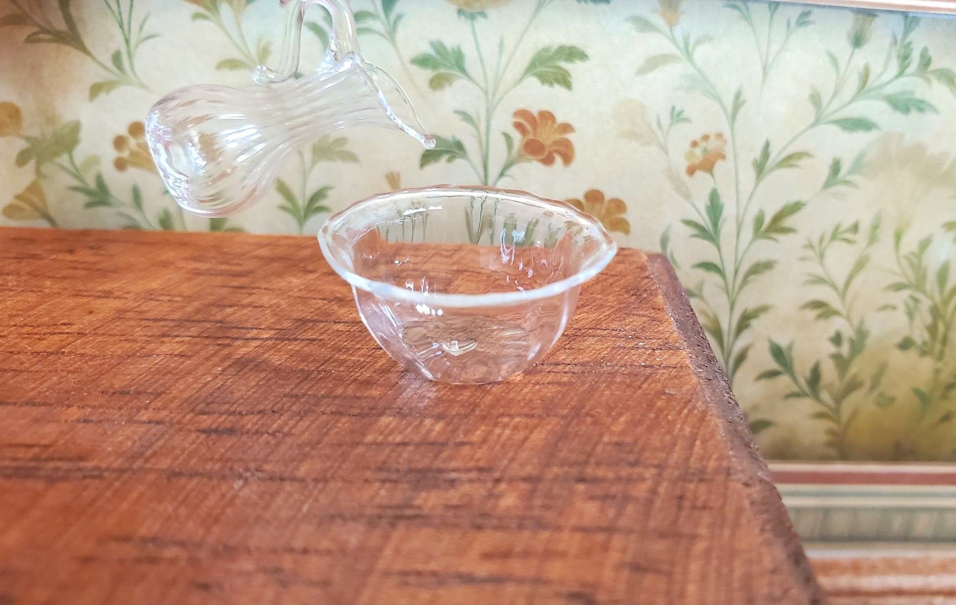 Dollhouse Glass Bowl and Pitcher Set 1:12 Scale Miniature Decoration Dining