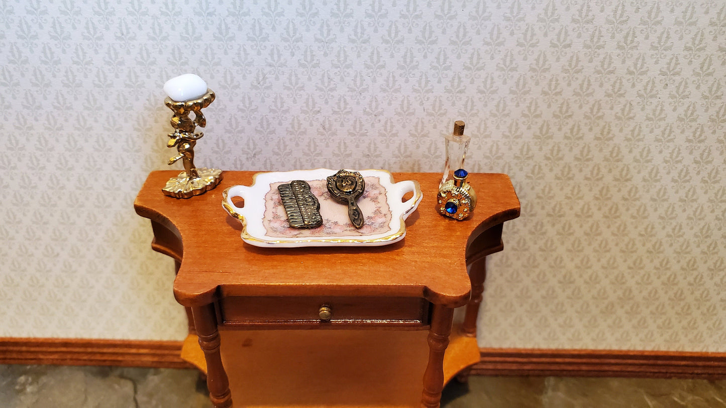 Dollhouse Miniature Soap Dish Cupid with Bar of Soap Gold 1:12 Scale Vanity Accessories