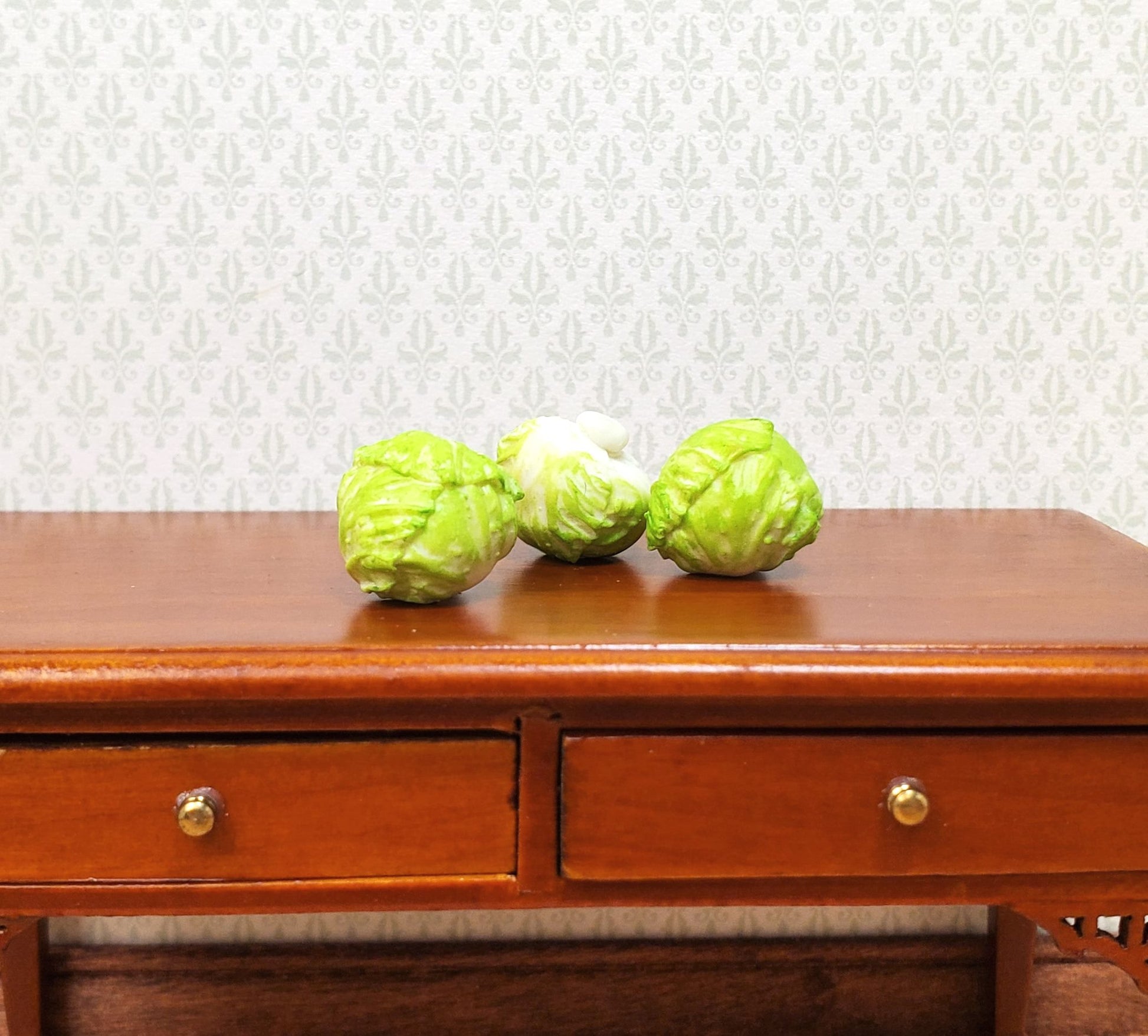 Dollhouse Cabbage Set of 3 1:12 Scale Miniature Kitchen Food Vegetables Grocery