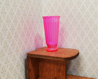 Dollhouse Vase Ridged Neon Pink Pedestal Vase 1:12 Scale Miniature
