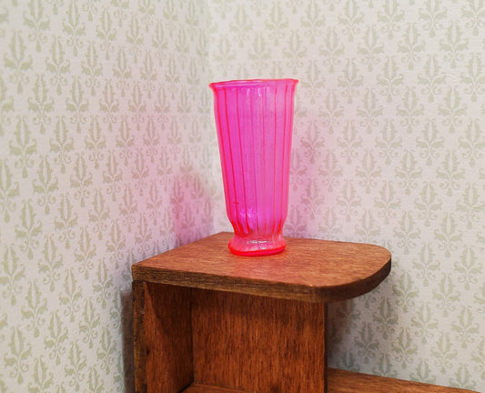 Dollhouse Vase Ridged Neon Pink Pedestal Vase 1:12 Scale Miniature