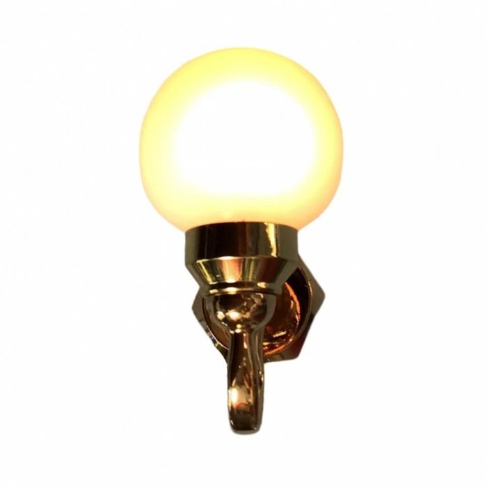 Dollhouse White Globe Wall Sconce 12 Volt with Plug 1:12 Scale Miniature Light