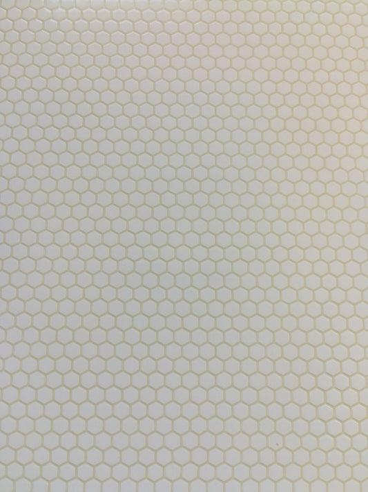 Dollhouse Tile Flooring Faux White Hexagon Textured 1:12 Scale Kitchen Bathroom