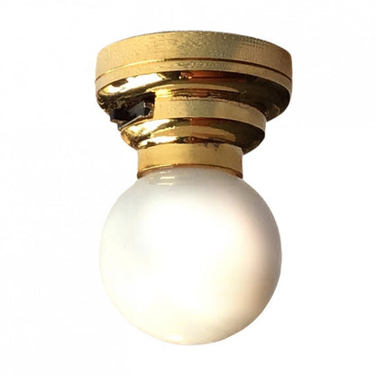 Dollhouse Battery Light Hanging Ceiling White Globe Shade 1:12 Scale Miniature