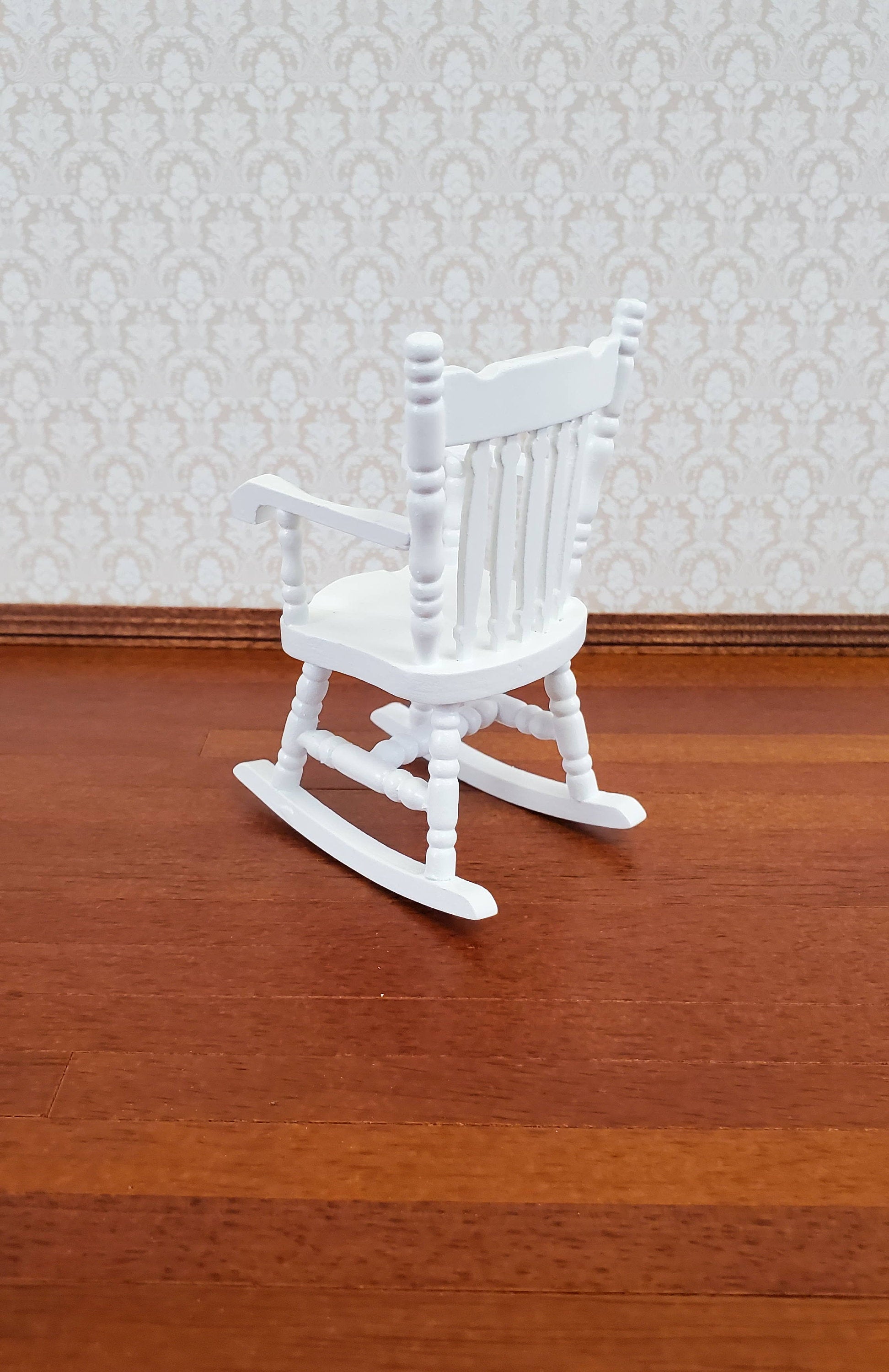 Dollhouse Miniature Rocking Chair White Wood 1:12 Scale Furniture