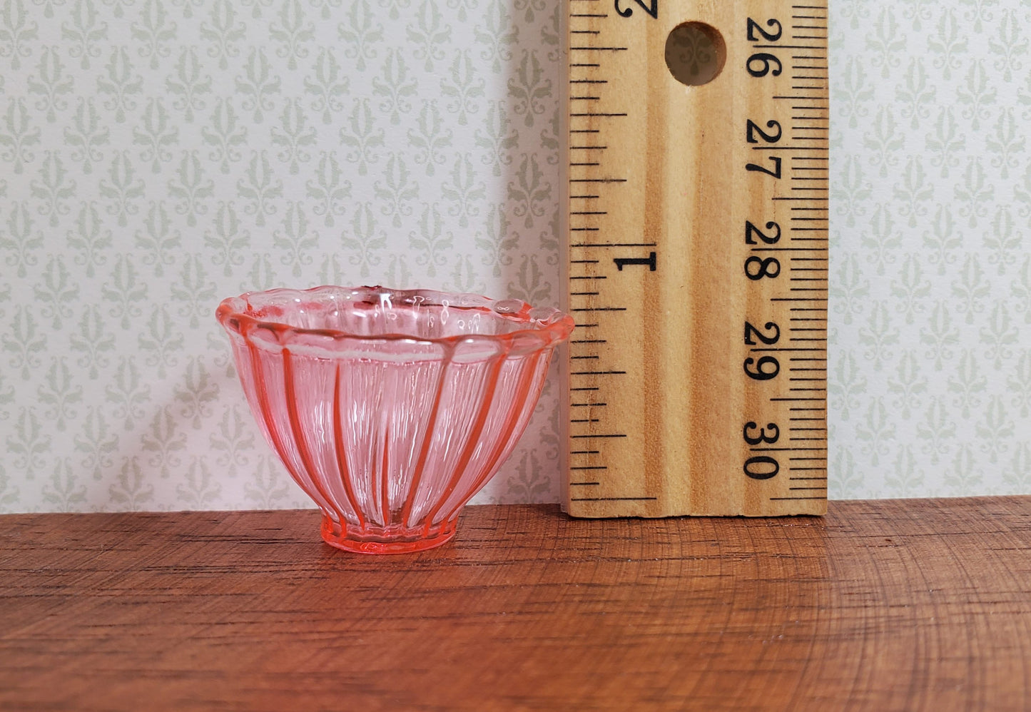 Dollhouse Glass Serving Bowl Large 1:12 Scale Miniature Light Pink