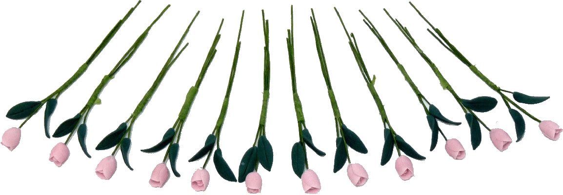 Dollhouse Light Pink Tulips Loose Bouquet One Dozen 1:12 Scale Miniature