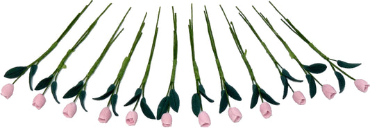 Dollhouse Light Pink Tulips Loose Bouquet One Dozen 1:12 Scale Miniature