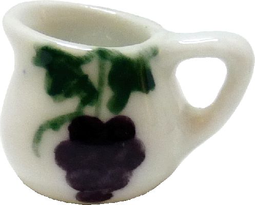 Dollhouse Ceramic Pitcher with Handle Grape Bunch Motif 1:12 Miniature Dish
