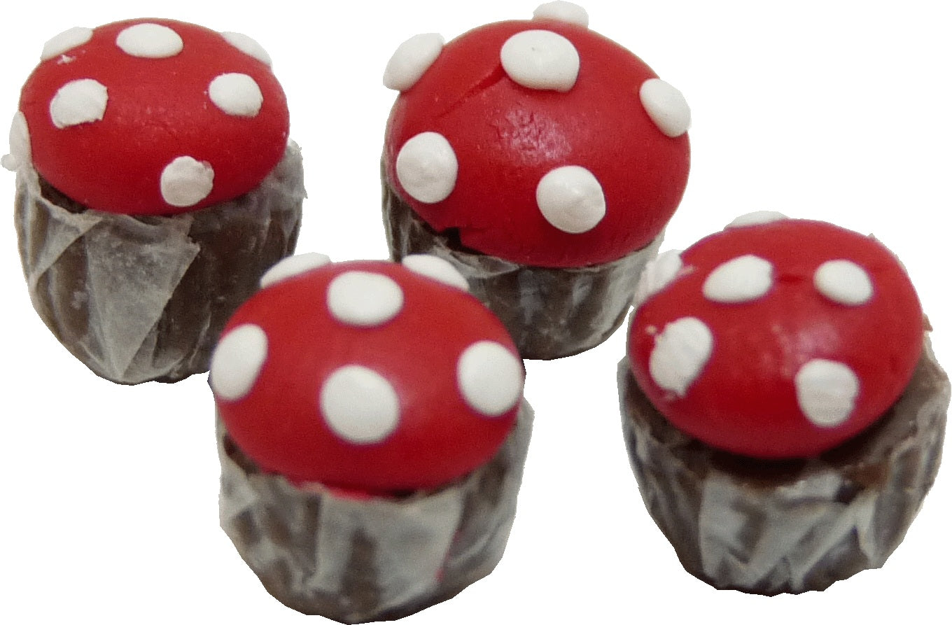 Dollhouse Mushroom Cupcakes Set of 4 1:12 Scale Miniature Food Kitchen Bakery