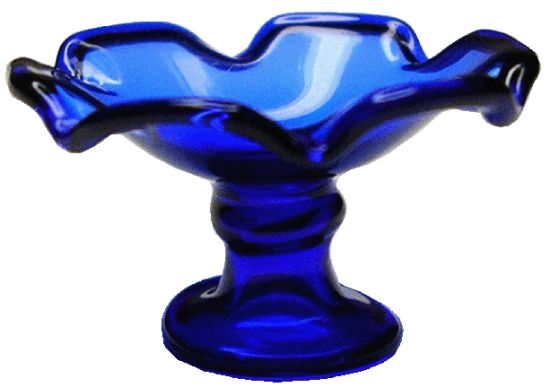 Dollhouse Blue Glass Fluted Pedestal Bowl 1:12 Scale Miniature Kitchen