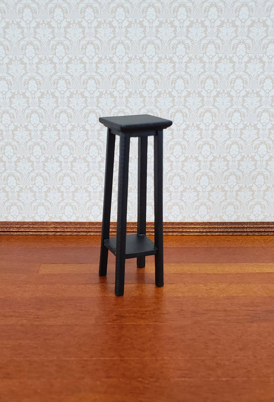 Dollhouse Miniature Tall Fern or Plant Stand Wood Black 1:12 Scale Furniture