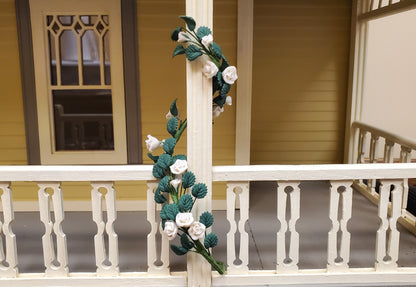 Dollhouse White Climbing Rose Vine 1:12 Scale Miniature Garden Plants Flowers