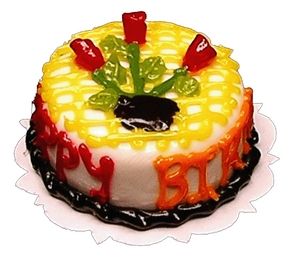 Dollhouse Happy Birthday Tulip Topped Cake 1:12 Scale Miniature Dessert Bakery