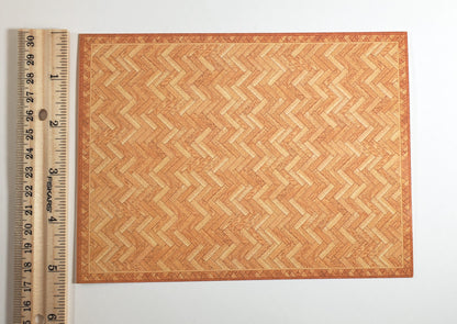 Dollhouse HALF SCALE Parquet Wood Floor Cardstock 1:24 Miniature World Model
