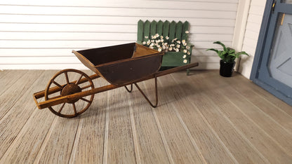Dollhouse Miniature Metal Wheelbarrow Large Rusted Aged 1:12 Scale Fairy Garden