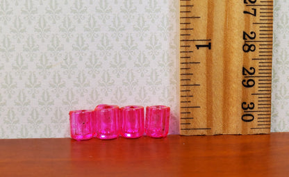 Dollhouse HALF SCALE Bright Pink Glass Cup x4 1:24 Miniature Glasses Kitchen
