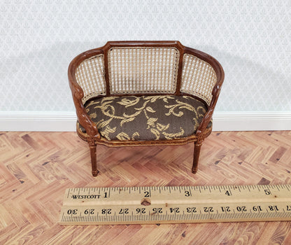 JBM Dollhouse Small Settee Louis XIV Style Brown 1:12 Scale Miniature Furniture