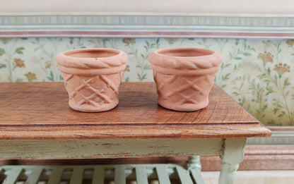 Dollhouse Terra Cotta Pots Planters Set of 2 Unglazed 1:12 Scale Miniatures