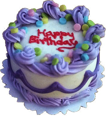 Dollhouse 1:6 Scale Happy Birthday Cake Lavender Miniature Kitchen Food