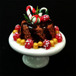 Dollhouse Cake on Stand Candy Canes 1:12 Scale Miniature Dessert Food Bakery