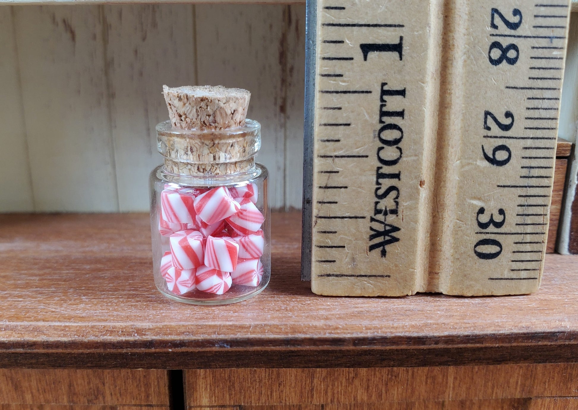 Dollhouse Treat Jar with Candy Cane Bits 1:12 Scale Miniature Christmas