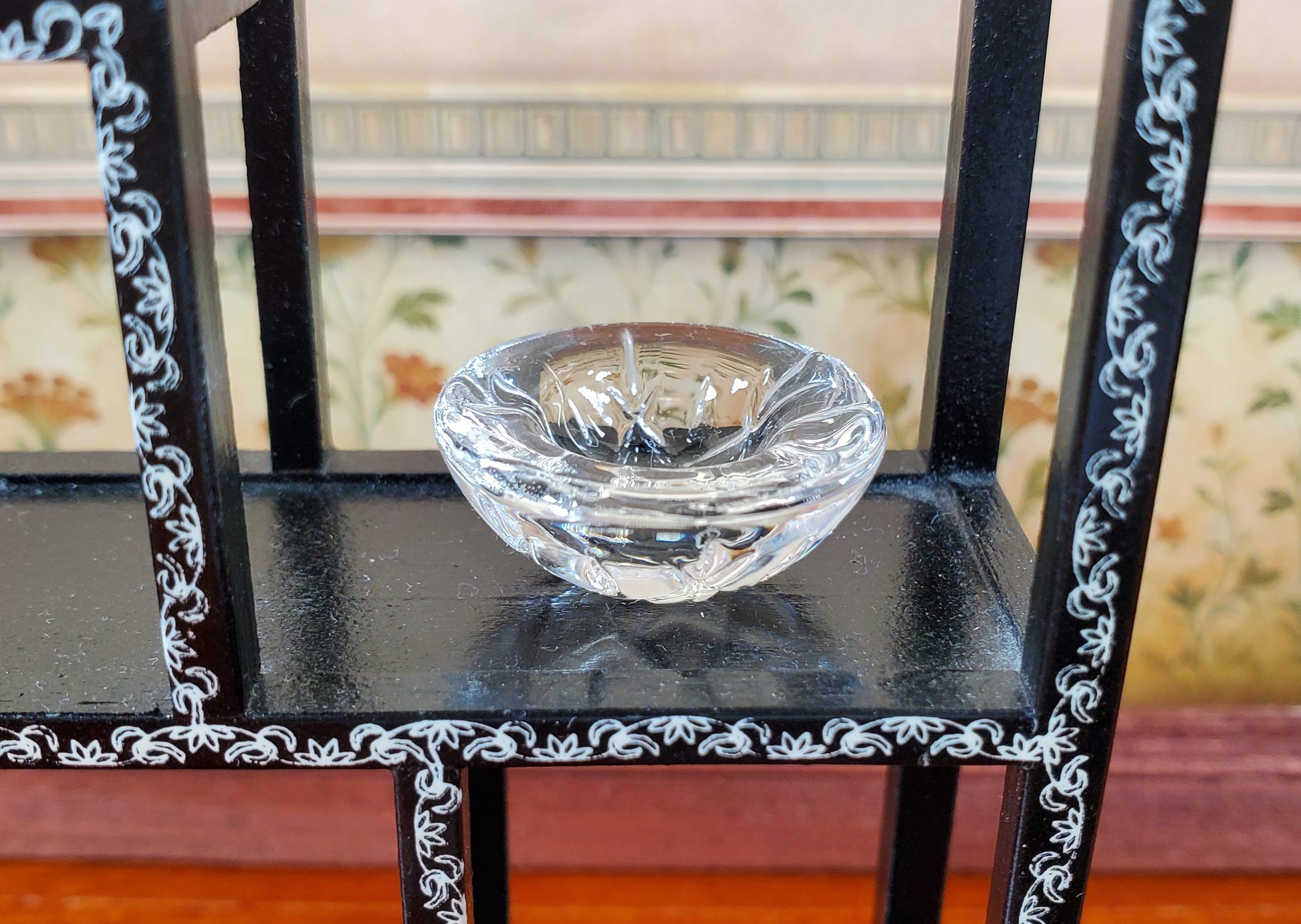 Dollhouse Decorative Cut Clear Glass Bowl 1:12 Scale Miniature