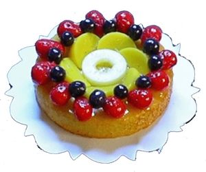 Dollhouse Fruit Topped Cheesecake 1:12 Scale Miniature Food Kitchen Bakery
