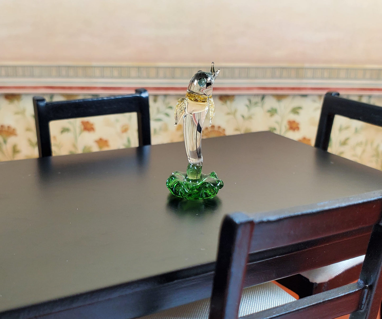 Dollhouse Miniature Glass Dolphin Centerpiece Sculpture 1:12 Scale Miniature