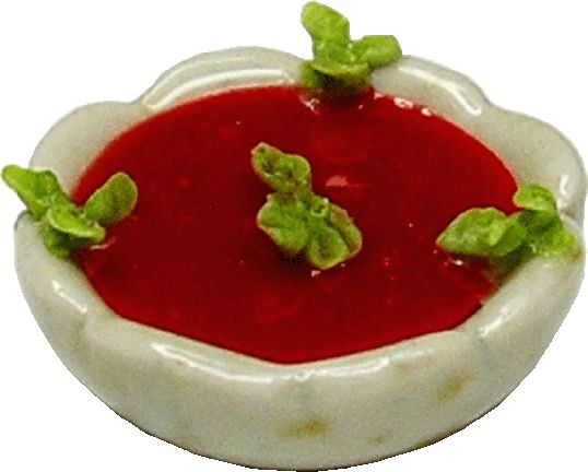 Dollhouse Tomato Soup in a Light Green Bowl 1:12 Scale Miniature Food Kitchen