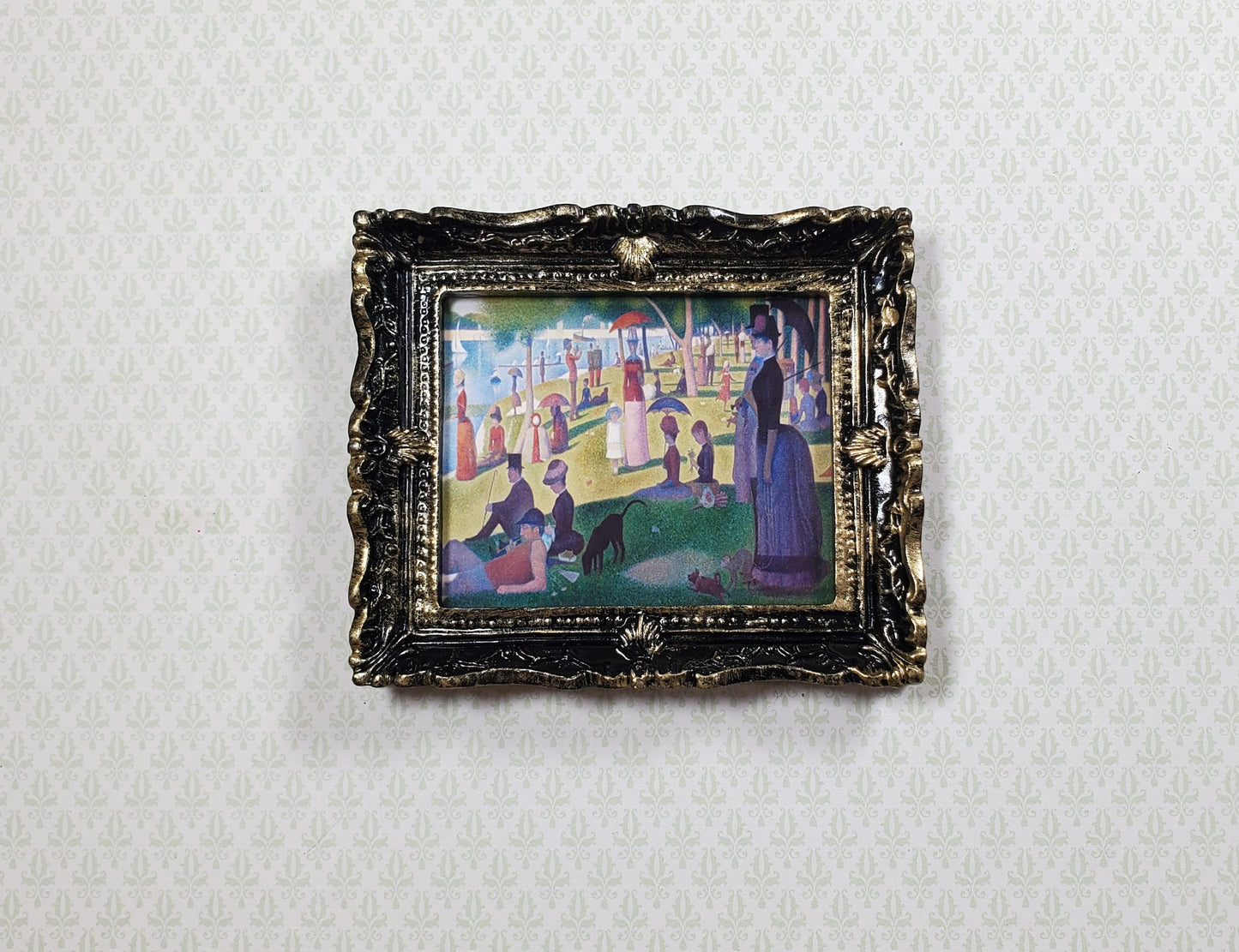 Miniature A Sunday Afternoon Print Framed Seurat 1:12 Scale Dollhouse