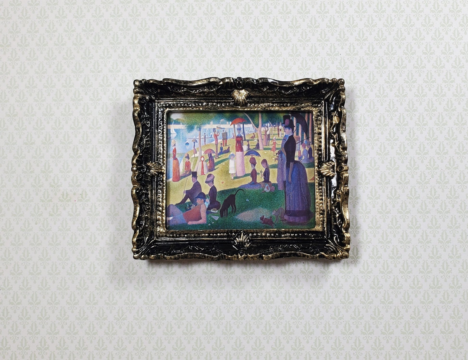 Miniature A Sunday Afternoon Print Framed Seurat 1:12 Scale Dollhouse