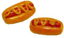 Dollhouse Hot Dogs with Mustard Set of 2 1:12 Scale Miniature Food Kitchen