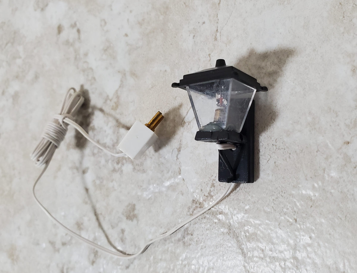 Dollhouse Small Black Coach Light 1:12 Scale Miniature 12 Volt w/Plug Porch Lamp