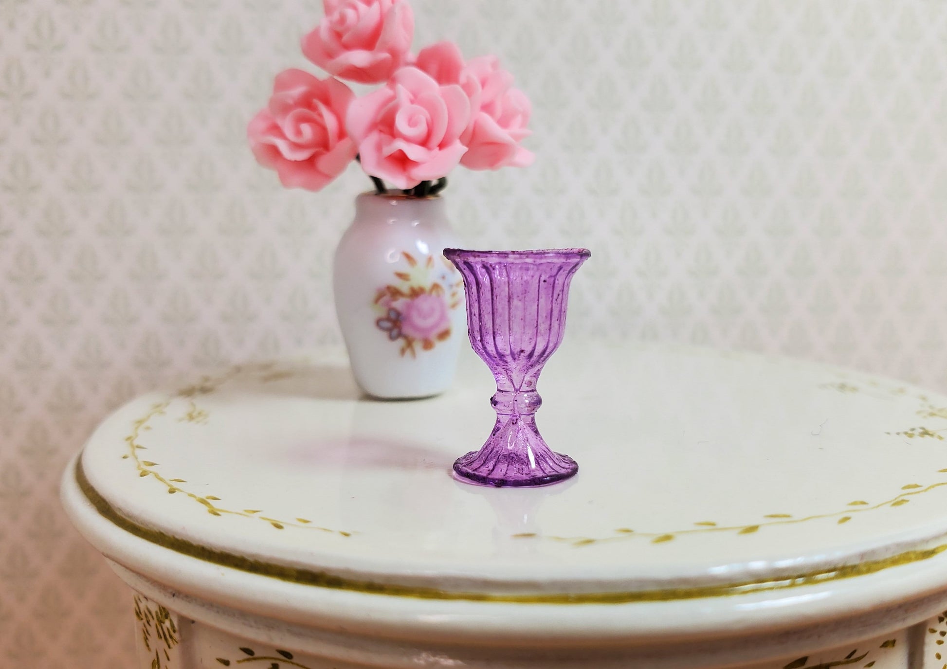 Dollhouse Wine Glass or Water Goblet Light Purple 1:12 Miniature Dishes