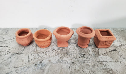 Dollhouse Terra Cotta Pots Planters Set of 5 Unglazed 1:12 Scale Miniatures