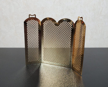 Dollhouse Brass Fireplace Screen Tall Gold Metal 1:12 Scale Miniature