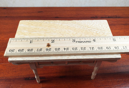 Dollhouse Kitchen Table Farmhouse Style Unpainted Wood 1:12 Scale Miniature