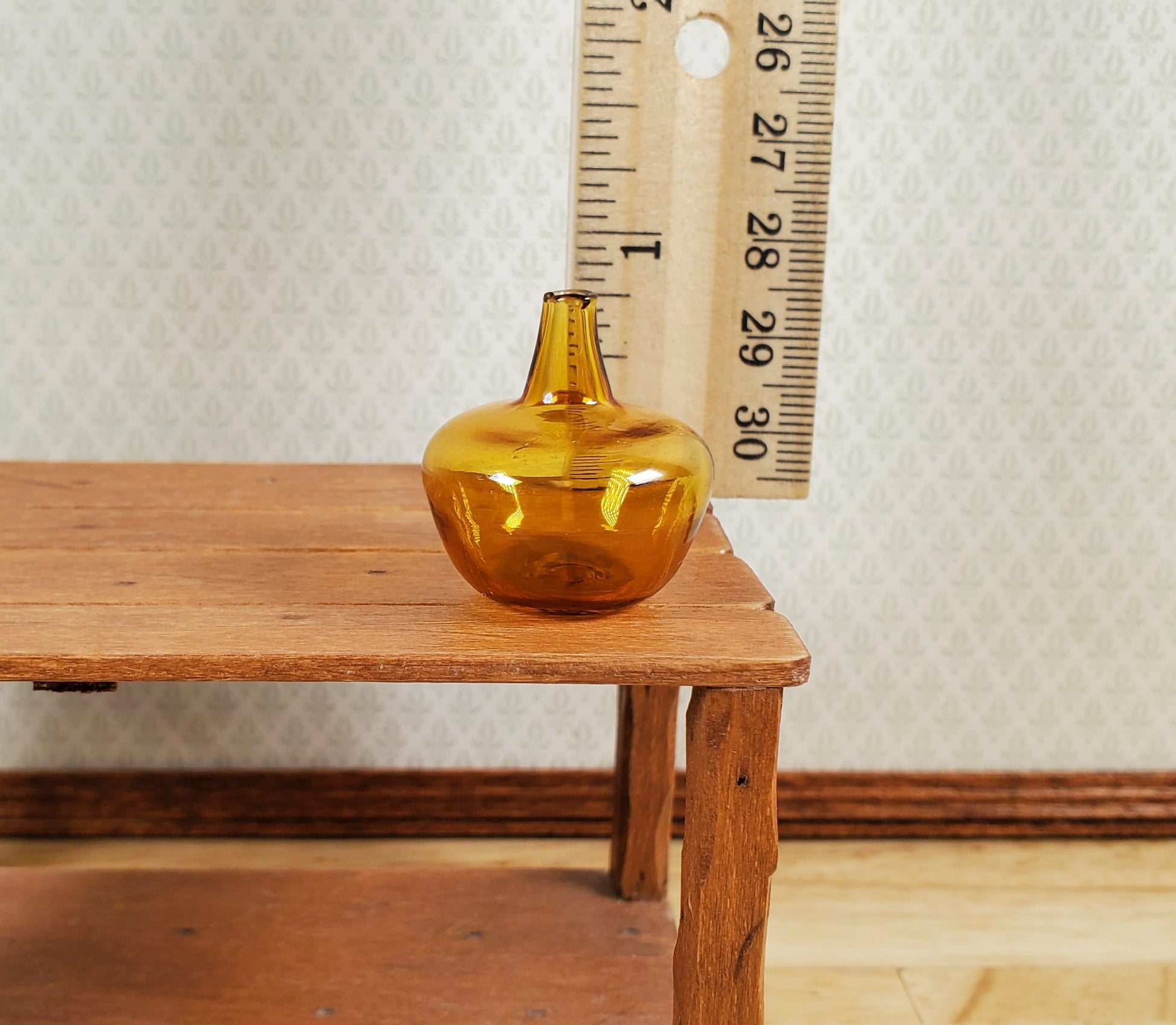 Dollhouse Antique Glass Amber Demijohn 1:12 Scale Miniature