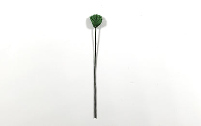 Dollhouse Green Leaves Long Stem Set of 10 Serrated Round 1:12 Scale Miniature