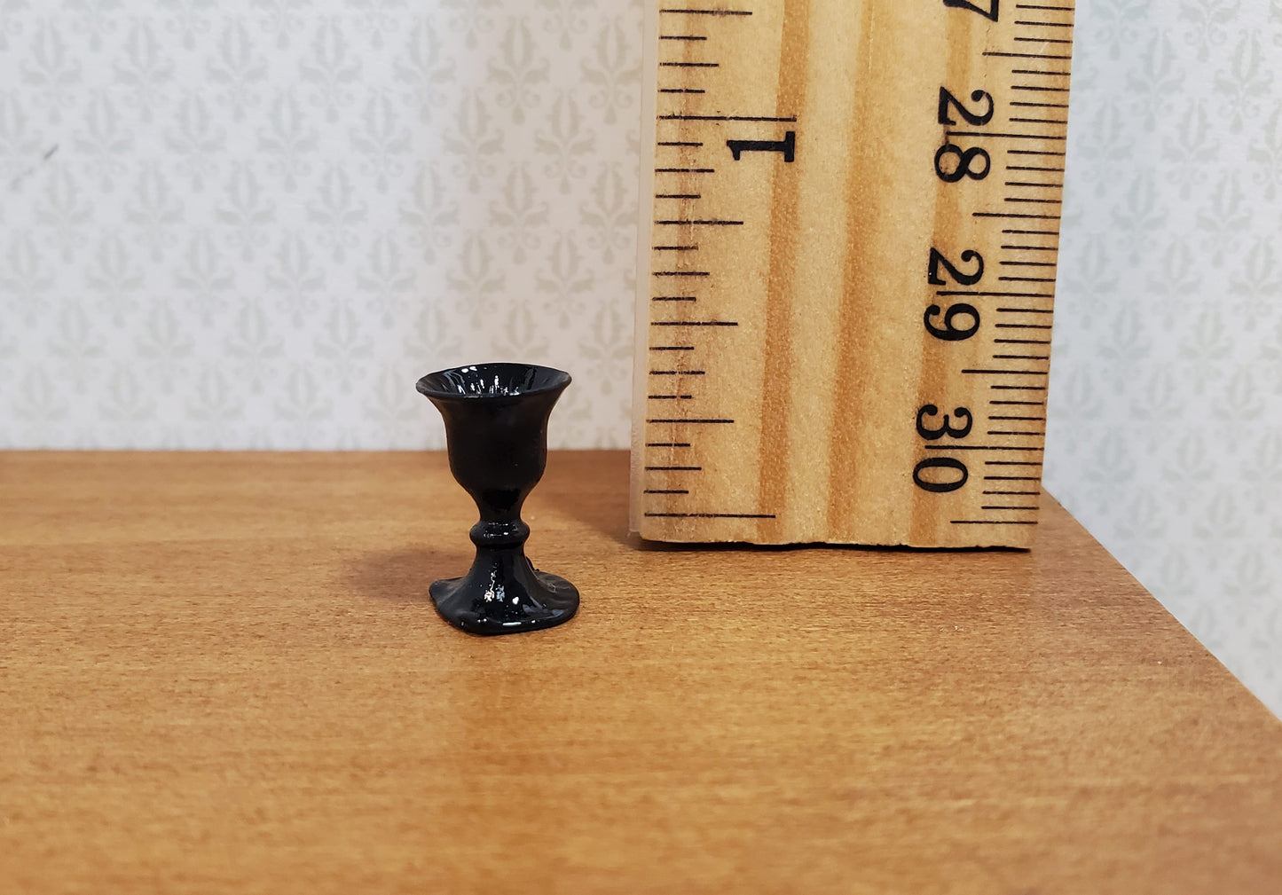 Dollhouse Small Black Wine Glass 1:12 Miniature Kitchen Halloween Decor