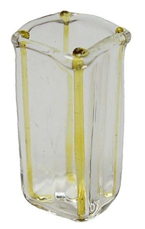 Dollhouse Amber Striped Square Modern Vase 1:12 Scale Miniature Decor Flowers