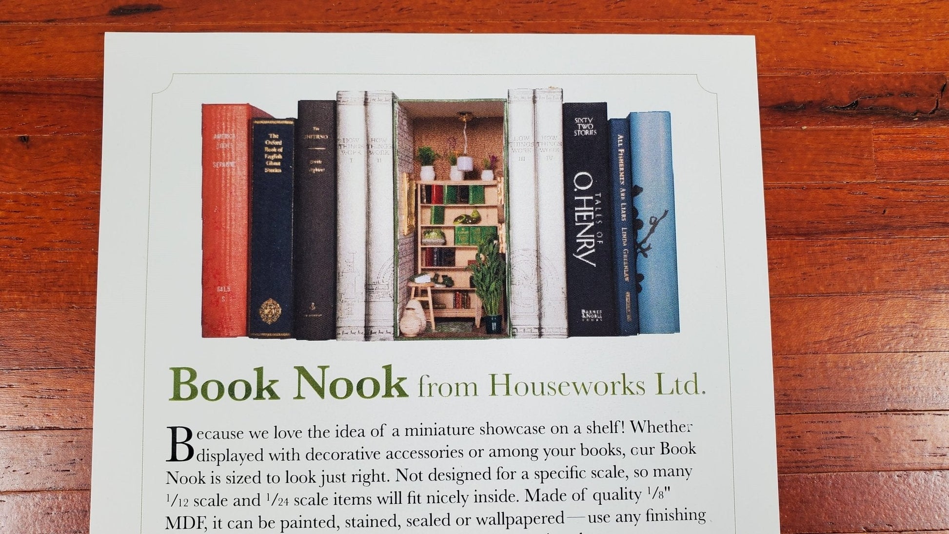 Book Nook Room Box DIY Kit 9 3/8" tall x 8" Deep x 4 1/2" Wide MDF - Miniature Crush