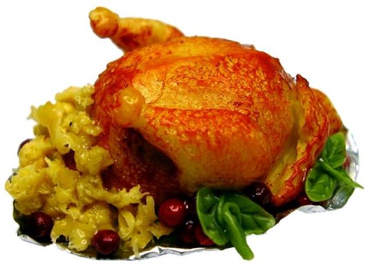 Dollhouse Roasted Chicken with Stuffing 1:12 Scale Miniature Food Kitchen